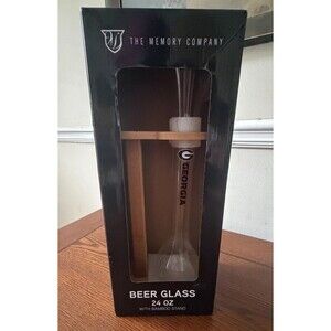 Georgia Bulldogs 24oz Beer Glass with Bamboo Stand by The Memory Company NEW